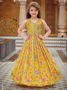 Girls Churidar Suit: Sheenal Floral Gown.