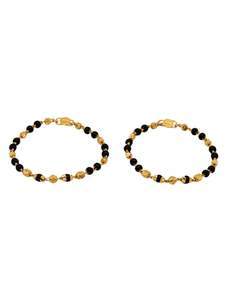 22ct Gold Ball Black Beads Baby Bracelet