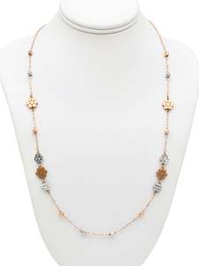 18ct Gold: 18ct Rose Gold Two Tone Ball Fancy Chain