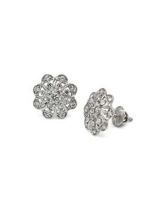 18ct Full White Gold CZ Stud Earrings