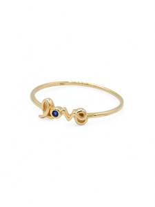 18ct Gold: 18ct Gold Love Blue CZ Ladies Ring