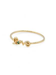 18ct Gold: 18ct Gold Love Green CZ Ladies Ring