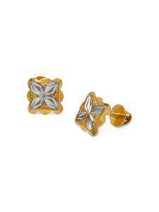 Under 500: 22ct Gold Two Tone Stud Earrings