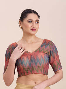 Saree Blouses: Printed Cotton Silk Blouse