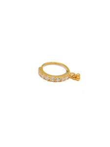 Nose Pins: 22ct Gold CZ 1 Piece Nose Ring