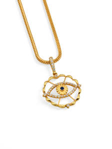 22ct Gold CZ Evil Eye Pendant