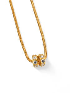 22ct Gold CZ 2 Ring Pendant