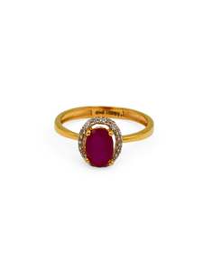 22Ct Gold Pink CZ Ladies Ring