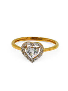 Rings 1: 22Ct Gold CZ Heart Ladies Ring