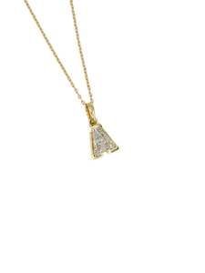 9K Yellow Gold Single Stone Initial "A" Pendant on Chain