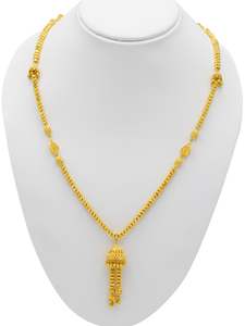 Women Chains: 22ct Gold Filigree Ball Long Fancy Chain