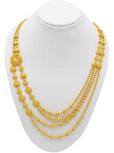 Women Chains: 22ct Gold Ball 4 Row Fancy Chain