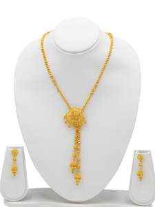 Women Chains: 22ct Gold Ball Ganga Jamna Necklace Set