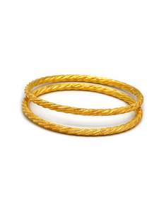 Bangles 1: 22ct Gold Hollow Pair Bangle