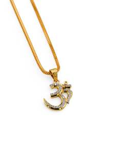 Pendants: 22Ct Gold CZ Om Pendant