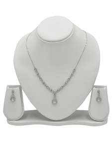Sterling Silver CZ Necklace Set