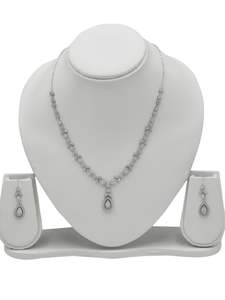 Sterling Silver CZ Necklace Set