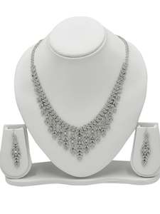 Sterling Silver CZ Necklace Set