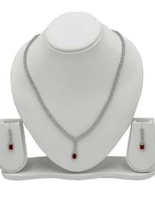 Sterling Silver CZ Necklace Set