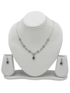 Sterling Silver CZ Necklace Set