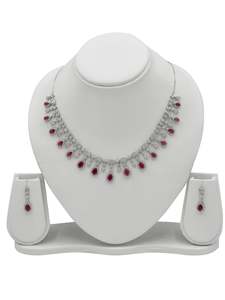 Sterling Silver CZ Necklace Set