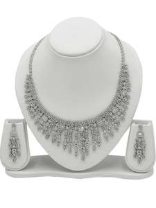 Sterling Silver CZ Necklace Set