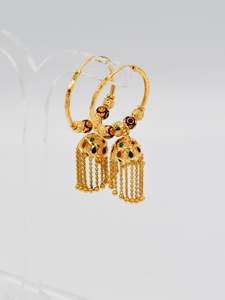Women Gold Jewellery: 22ct Gold Minakari Ball Jhumki Bali