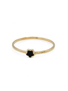 18ct Gold Black Star Ladies Ring