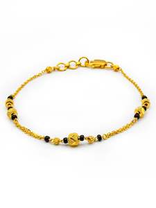 22ct Gold Ball Black Beads Ladies Bracelet