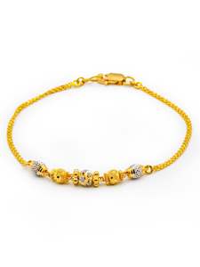 22Ct Gold Two Tone Ball Ladies Bracelet