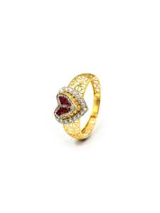 Rings 1: 18ct Gold Pink Heart CZ Ladies Ring