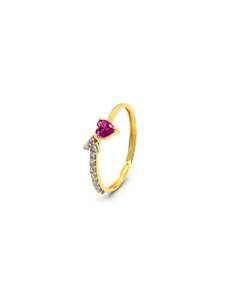 18ct Gold Pink Heart CZ Ladies Ring
