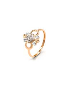18ct Rose Gold Two Tone CZ Ladies Ring