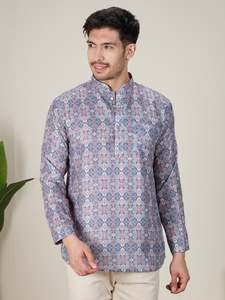 Mens Silk Printed Kurta