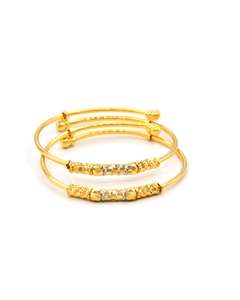 Baby Gold Jewellery: 22ct Gold Ball 2 Piece Adjustable Baby Bangle