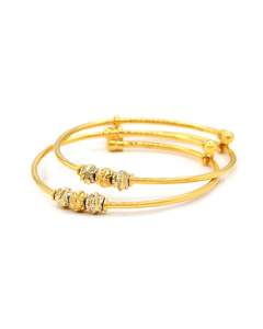 22ct Gold Ball 2 Piece Adjustable Baby Bangle