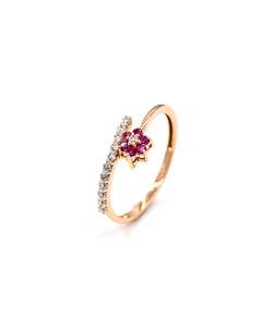 18ct Rose Gold CZ Ladies Ring
