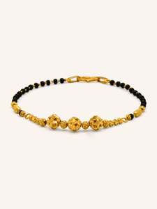 22ct Gold Ball Black Beads Ladies Bracelet