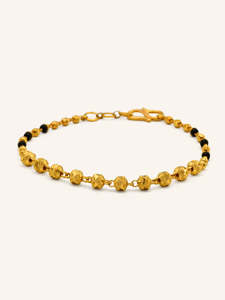 22ct Gold Ball Black Beads Ladies Bracelet