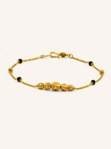 22ct Gold Ball Black Beads Ladies Bracelet
