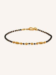 Bracelets: 22ct Gold Ladies Black Bead Bracelet