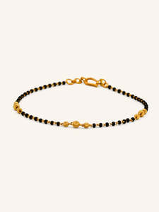 22ct Gold Ladies Black Bead Bracelet