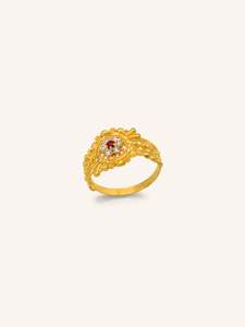 22ct Gold Pink CZ Ladies Ring
