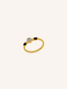 Rings 1: 22ct Gold Black Beads CZ Ladies Ring
