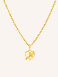 22ct Gold Heart Flower Pendant