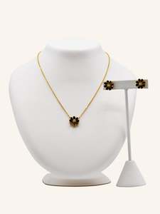 Women Gold Jewellery: 22ct Gold Black CZ Necklace Set