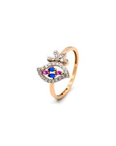 18ct Rose Gold Pink CZ Ladies Ring