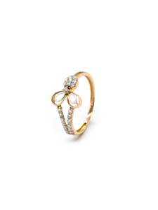 18ct Gold Ring Women: 18ct Rose Gold CZ Ladies Ring