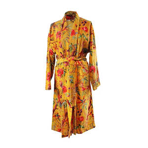 Sleepwear: Paradise Gold Velvet Kimono Robe