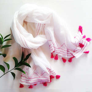 Hot Pink Embroidered Scarf